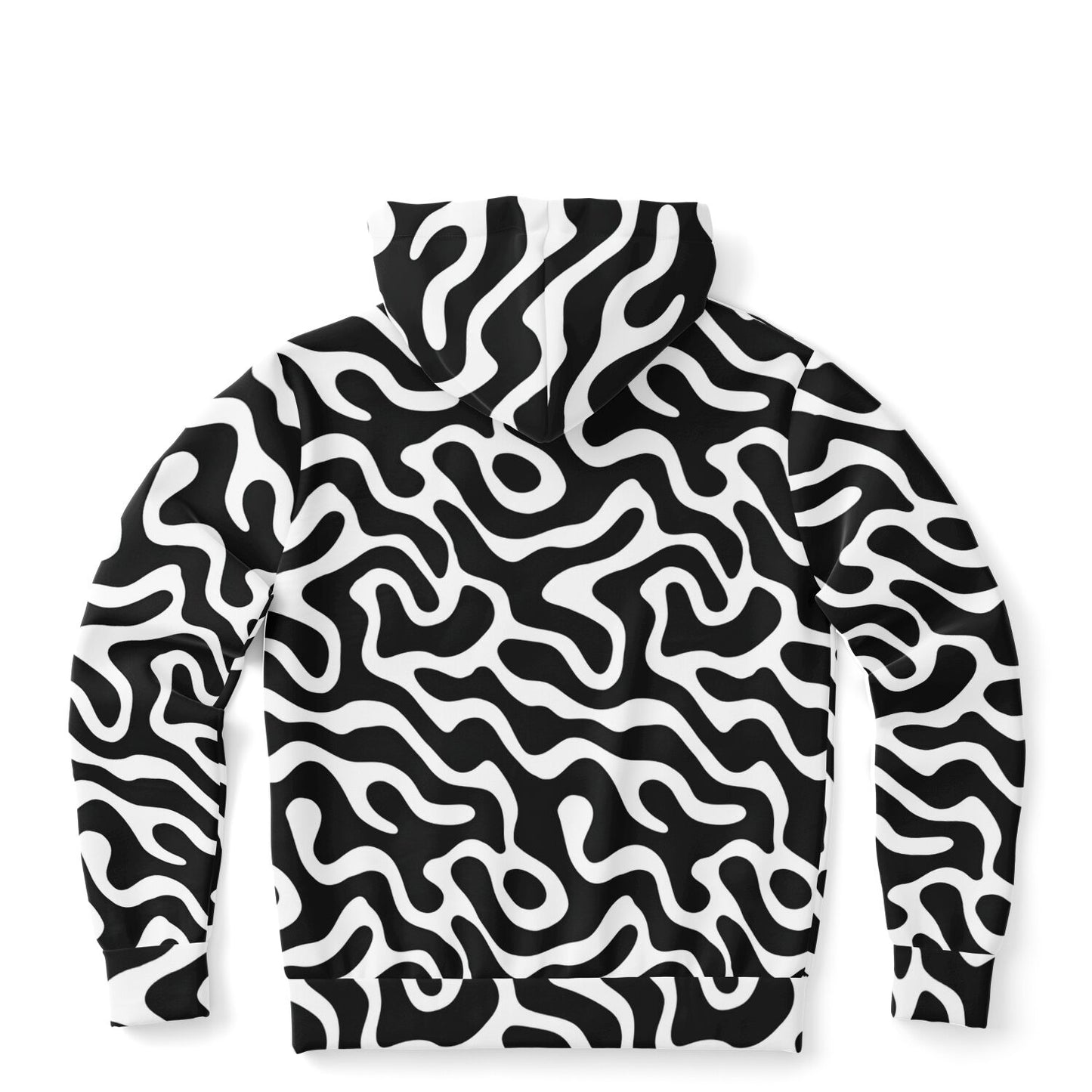 Black White Zip Up Hoodie, Trippy Psychedelic Wavy Groovy Funky Full Zipper Pocket Men Women Unisex Adult Cotton Fleece Hooded Sweatshirt