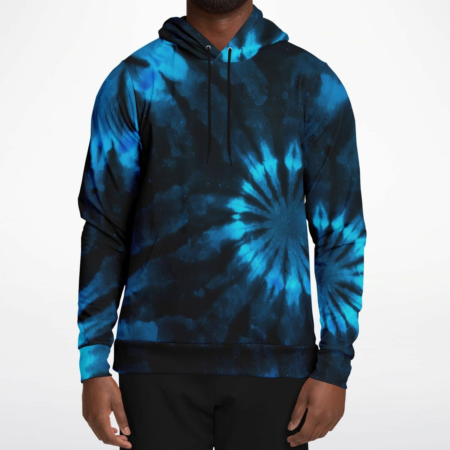 Black and Blue Tie Dye Hoodie, Pullover Men Women Adult Aesthetic Graphic Cotton Hooded Sweatshirt with Pockets Designer Plus Size