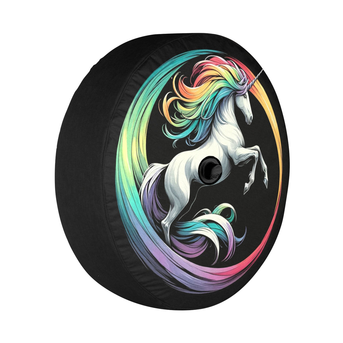 Unicorn Horse Spare Tire Cover, Rainbow Cool Backup Camera Hole Rear Spare Extra Wheel Unique RV Back Cars RV Men Women Trailer Campers - Starcove Fashion
