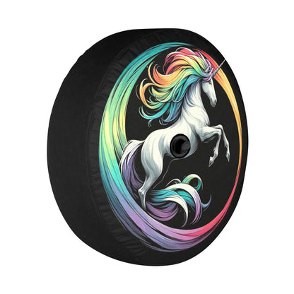 Unicorn Horse Spare Tire Cover, Rainbow Cool Backup Camera Hole Rear Spare Extra Wheel Unique RV Back Cars RV Men Women Trailer Campers - Starcove Fashion