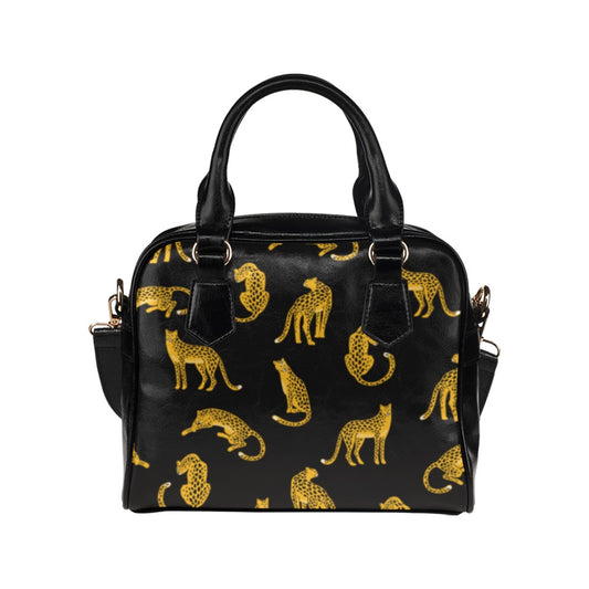 Leopard Purse, Animal Cheetah Gold Print Panther Puma Pattern Cute Small Shoulder Bag Vegan Leather Women Designer Handbag Crossbody