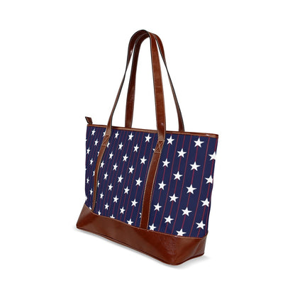 American Stars Canvas Tote Bag with Zipper, Red White Blue Waterproof Pockets Print Beach Pool Designer Fabric Shoulder Handbag Women Purse - Starcove Fashion