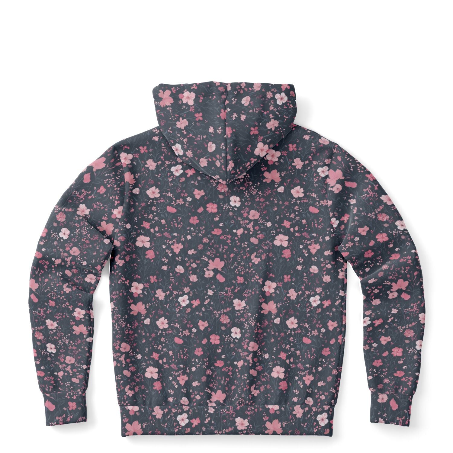 Floral Pink Zip Up Hoodie, Ditsy Flowers Full Zipper Pocket Men