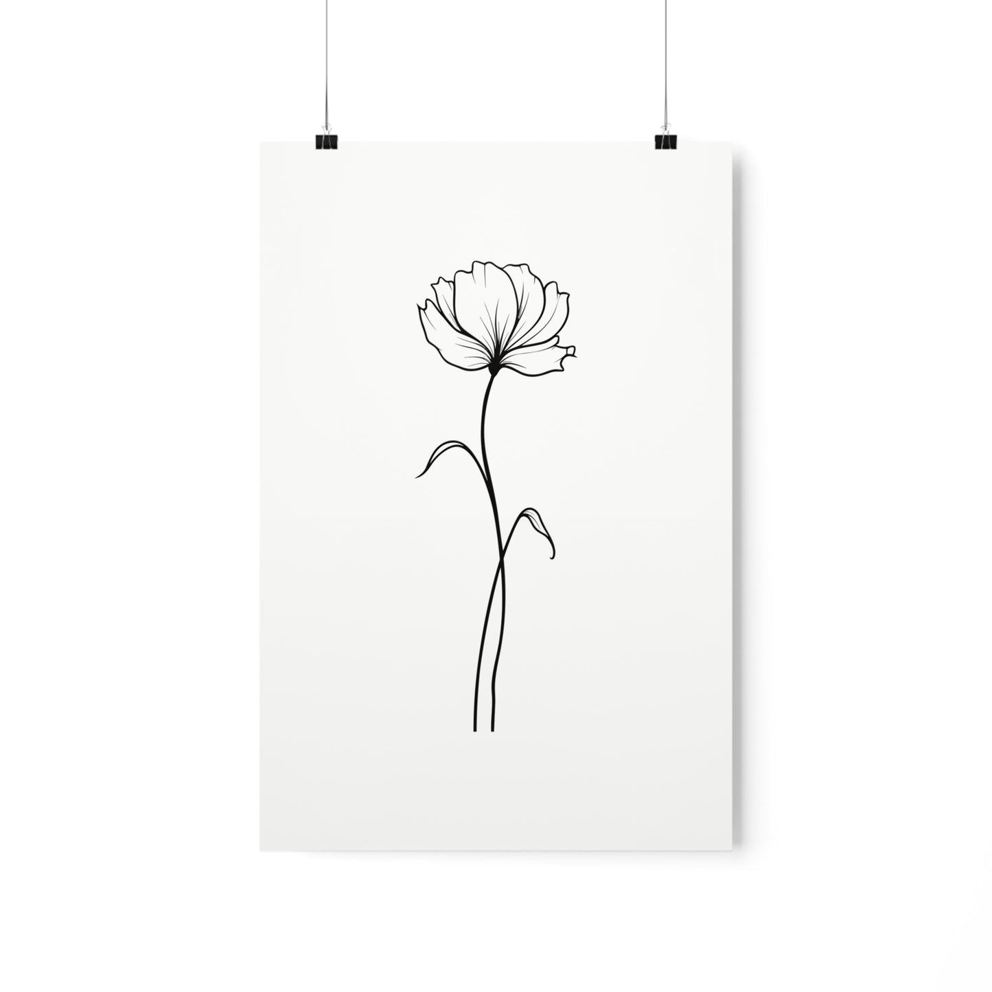 Flower Line Drawing Poster, Minimalist Black White Retro Vintage Print Picture Wall Art Vertical Artwork Small Large Decor Paper Starcove Fashion