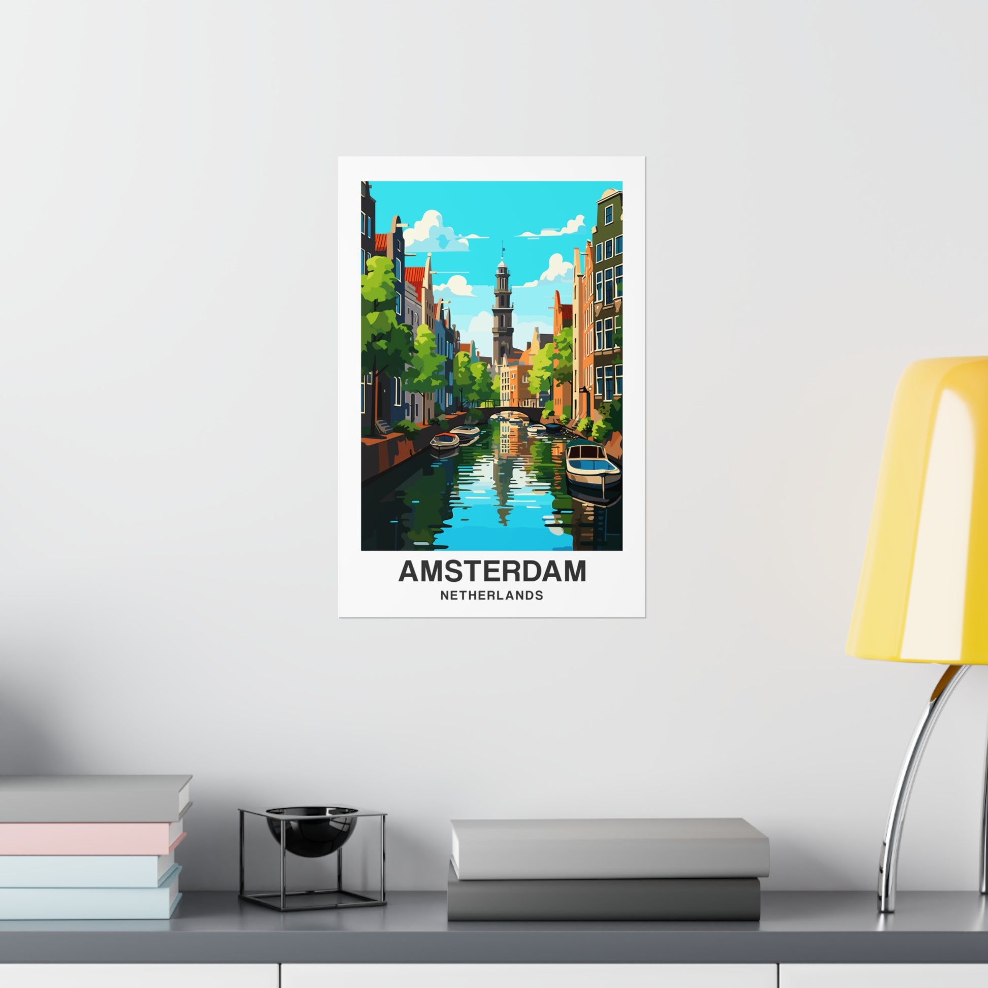 Amsterdam Canals Poster Print, Netherlands Picture Wall Image Art Vertical Travel Paper Artwork Small Large Room Office Decor Starcove Fashion
