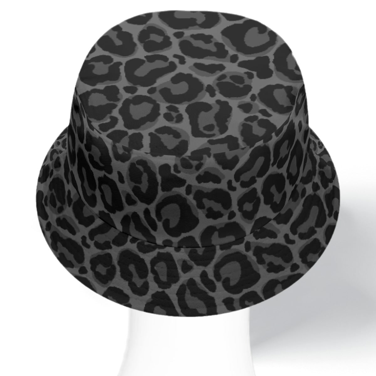 Black Leopard Bucket Cap Hat, Grey Animal Print Cheetah Beach Women Men Golf Summer Festival Cute Designer Sun Shade Ladies Guys - Starcove Fashion