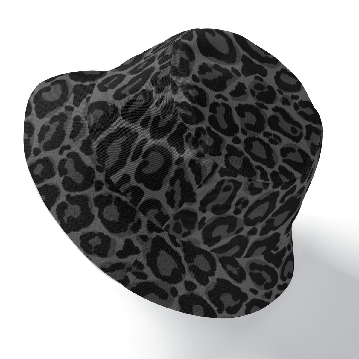 Black Leopard Bucket Cap Hat, Grey Animal Print Cheetah Beach Women Men Golf Summer Festival Cute Designer Sun Shade Ladies Guys - Starcove Fashion