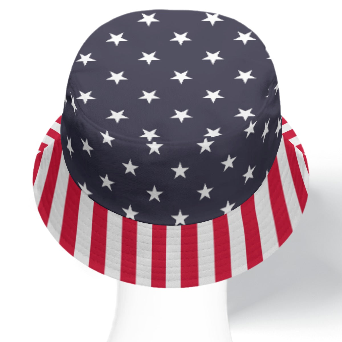 American Flag Bucket Cap Hat, Stars Stripes Red White Blue 4th of July Print Beach Women Men Golf Summer Festival Cute Designer Sun Shade