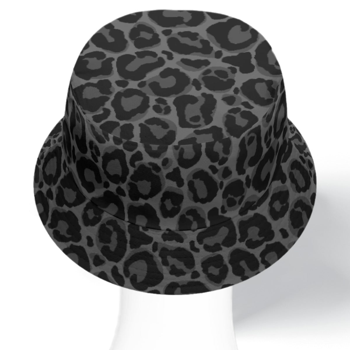 Black Leopard Bucket Cap Hat, Grey Animal Print Cheetah Beach Women Men Golf Summer Festival Cute Designer Sun Shade Ladies Guys - Starcove Fashion