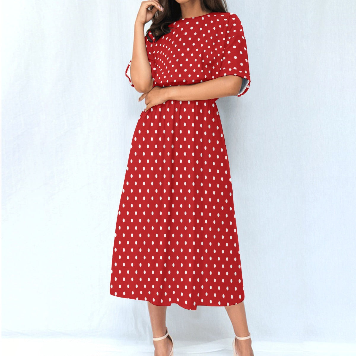 Women Maxi Dress, Elastic Waist Flowy Long Ankle Length Short Sleeve Pockets Boho Spring Summer Cute – Starcove Fashion