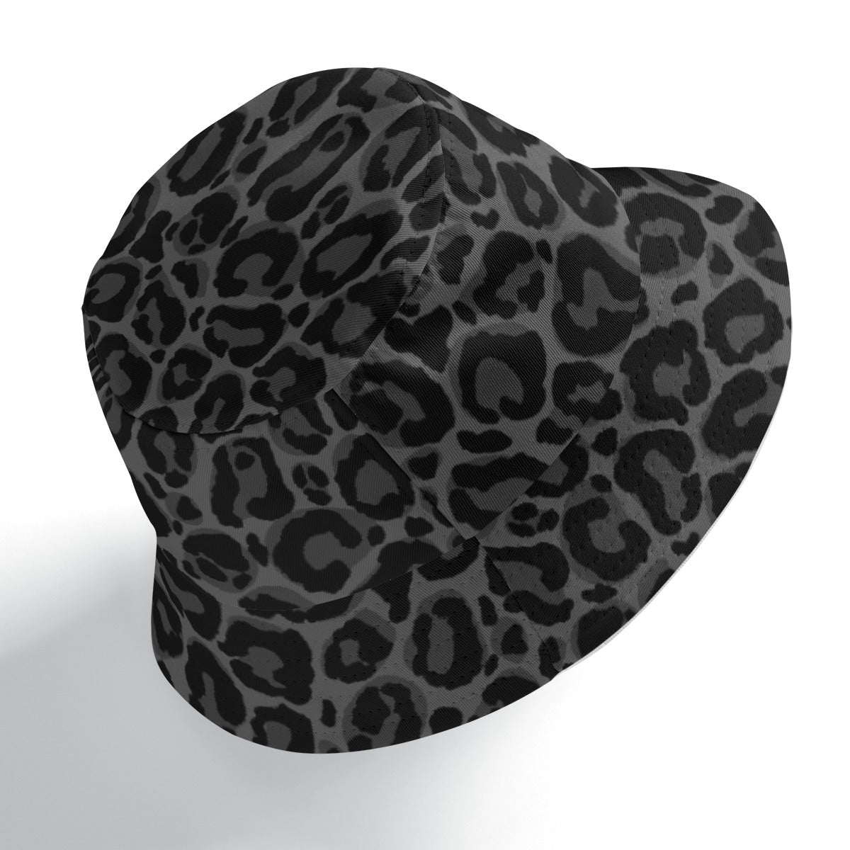 Black Leopard Bucket Cap Hat, Grey Animal Print Cheetah Beach Women Men Golf Summer Festival Cute Designer Sun Shade Ladies Guys - Starcove Fashion