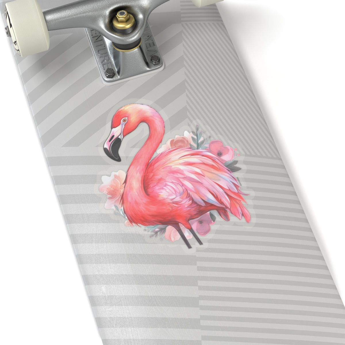 Pink Flamingo Sticker, Floral Watercolor Laptop Decal Vinyl Cute Small Large Waterbottle Tumbler Car Waterproof Aesthetic Die Cut Wall Mural