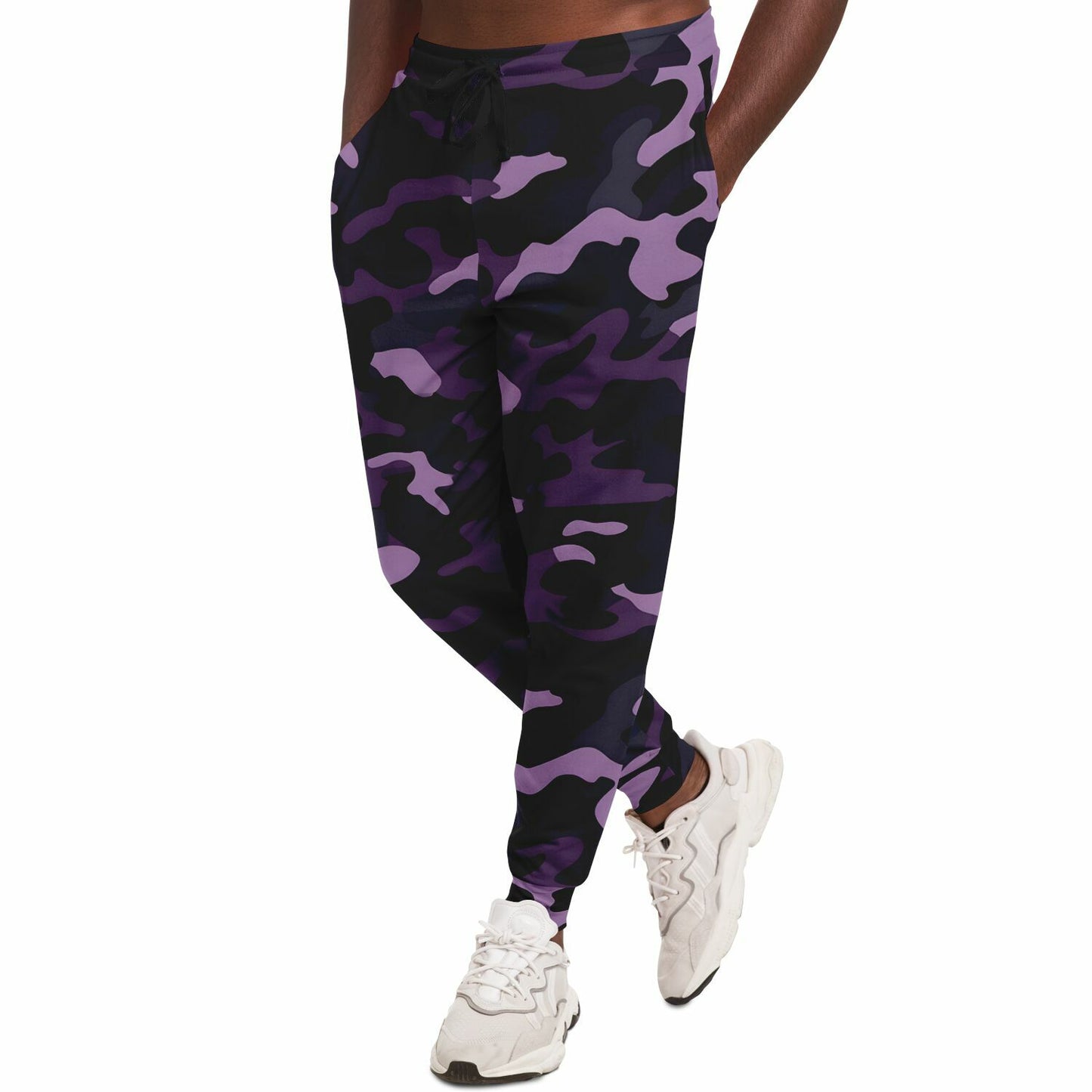 Black Purple Camo Joggers Sweatpants with Pockets, Camouflage Women Men Female Ladies Fleece Comfy Cotton Sweats Pants Loungewear Bottoms