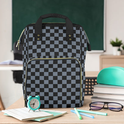 Checkered Diaper Bag Backpack, Black Grey Check Luxury Baby Boy Girl W Starcove Fashion Checkered Diaper Bag Backpack, Black Grey Check Luxury Baby Boy Girl W Starcove Fashion