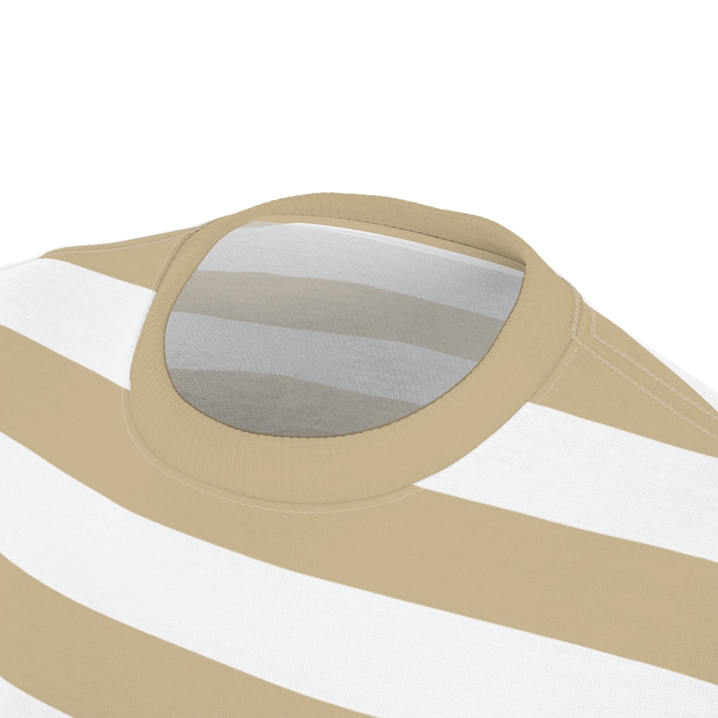 Khaki White Striped Tshirt,  Stripes Designer Graphic Lightweight Heavyweight Crewneck Men Women Tee Top Short Sleeve Shirt