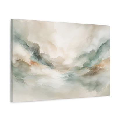 Dreamy Abstract Canvas Gallery Wrap, Sage Soft Neutral Watercolor Wall Art Print Decor Small Large Hanging Modern Landscape Living Room