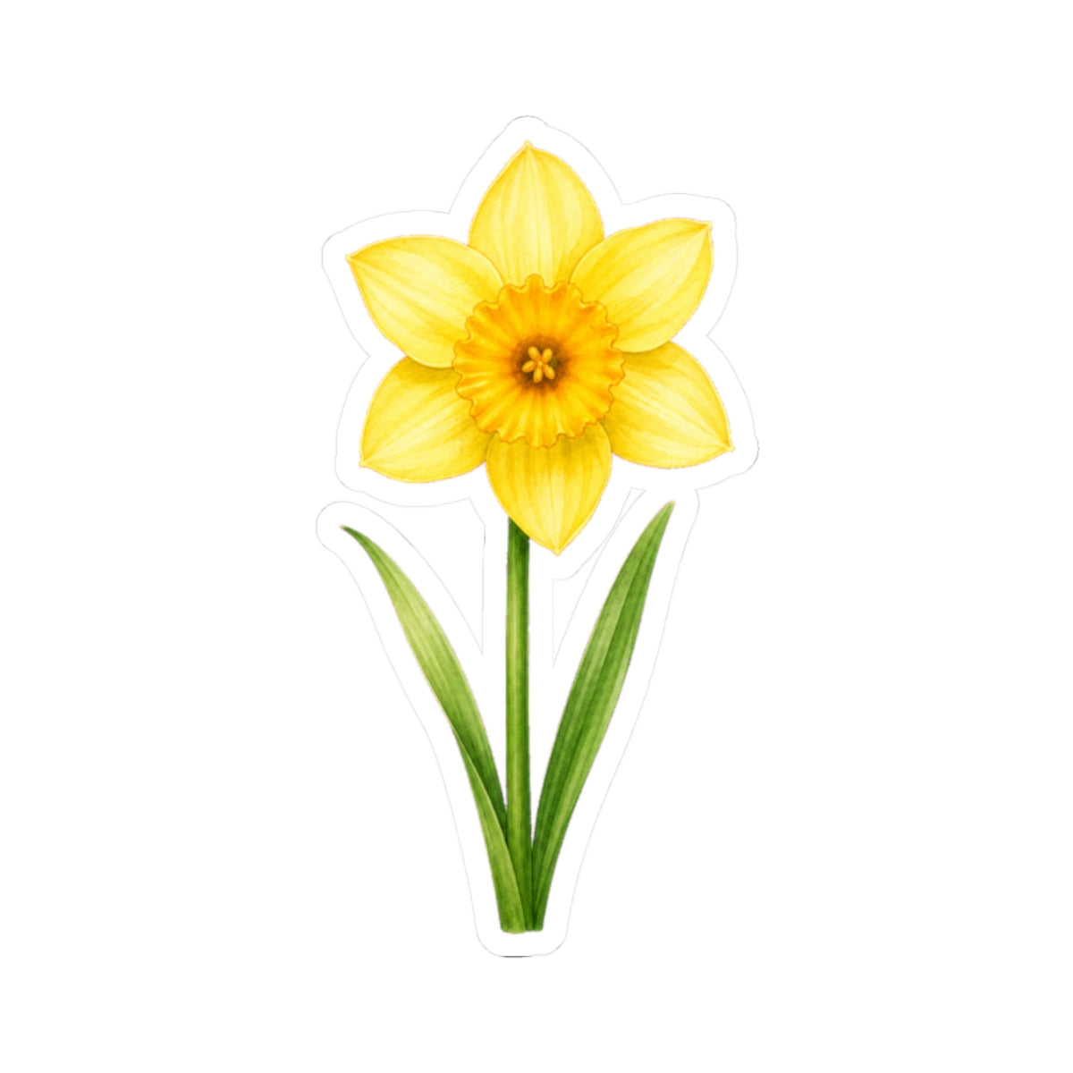 Yellow Daffodil Flower Sticker Decal, Blossom Floral Watercolor Art Vinyl Cute Waterbottle Tumbler Car Waterproof Bumper Clear Die Cut Wall - Starcove Fashion