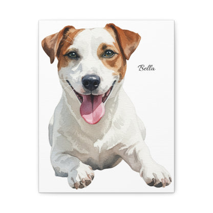 Custom Pet Portrait Canvas Gallery Wrap, Watercolor Painting Dog Cat Personalized Wall Art Print Artwork Small Large Hanging Vertical Poster