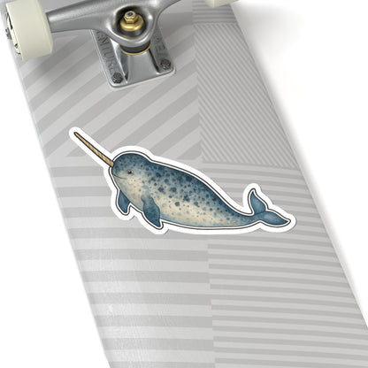 Narwhal Sticker Decal, Ocean Animal Sea Whale Watercolor Art Vinyl Laptop Cute Waterbottle Tumbler Car Waterproof Bumper Clear Die Cut Wall