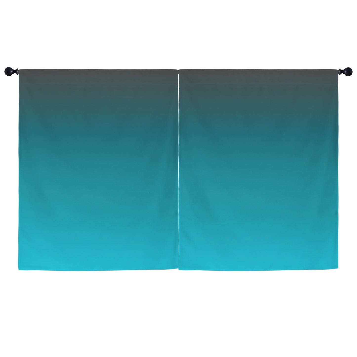 Turquoise Teal Window Curtain, Ombre Gradient Color Kitchen Living Room Bedroom Bathroom Fabric Unique Rod Pocket Decor Housewarming Home