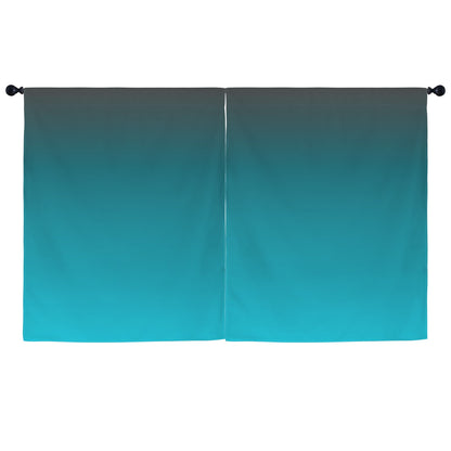 Turquoise Teal Window Curtain, Ombre Gradient Color Kitchen Living Room Bedroom Bathroom Fabric Unique Rod Pocket Decor Housewarming Home