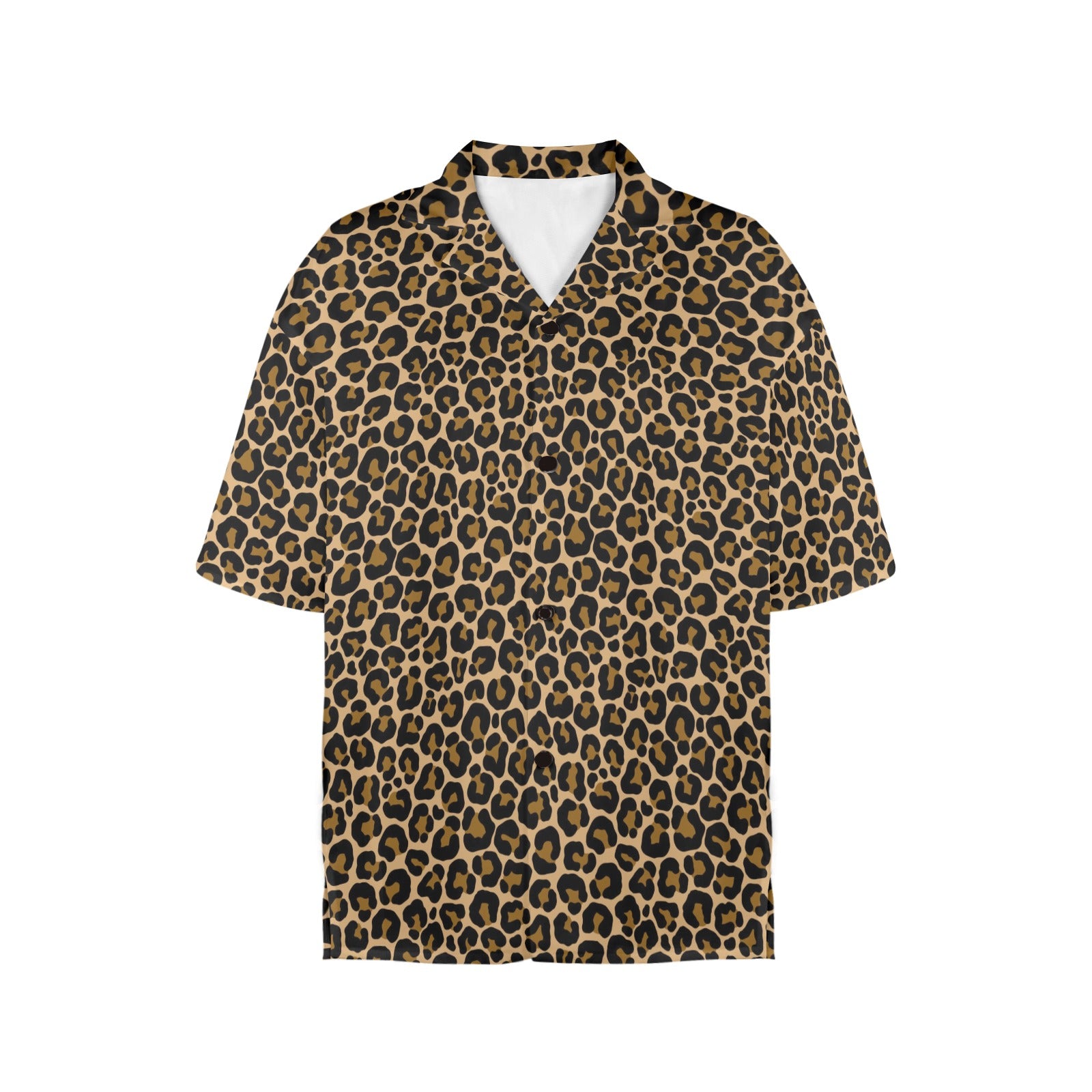 Leopard Women Hawaiian shirt, Animal Print Cheetah Brown Summer Tropical Print Vintage Hawaii Aloha Button Up Down Plus Size Ladies Blouse - Starcove Fashion