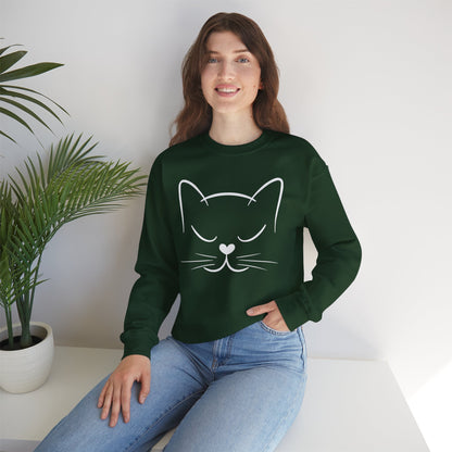 Cat Kitty Kitten Sweatshirt, Ladies Funny Present I Love Animals Lover Pullover Whiskers Face Sweatshirts Crewneck Graphic