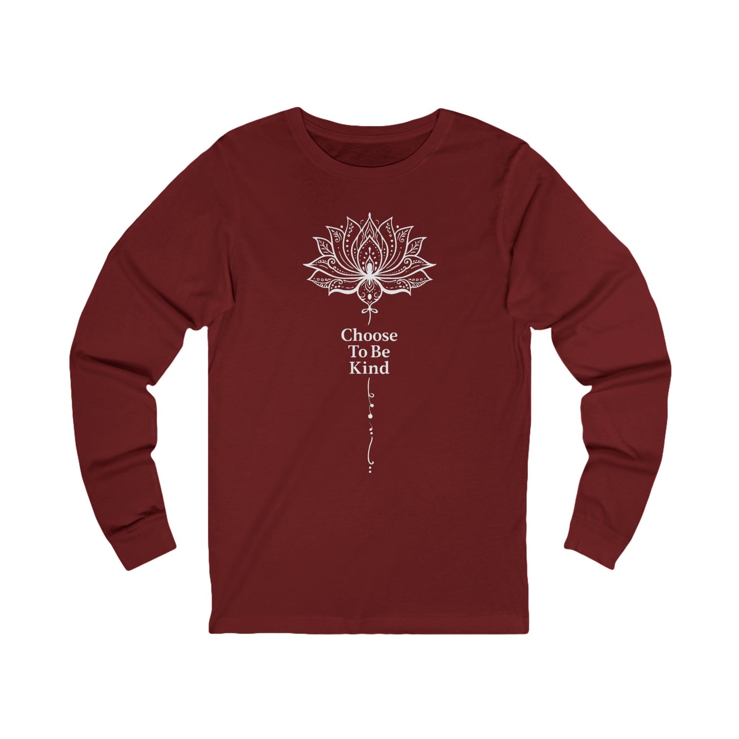 Choose To Be Kind Long Sleeve Tshirt, Lotus  Flower Positive Unisex Men Women Designer Graphic Aesthetic Printed Crew Neck Tee Top