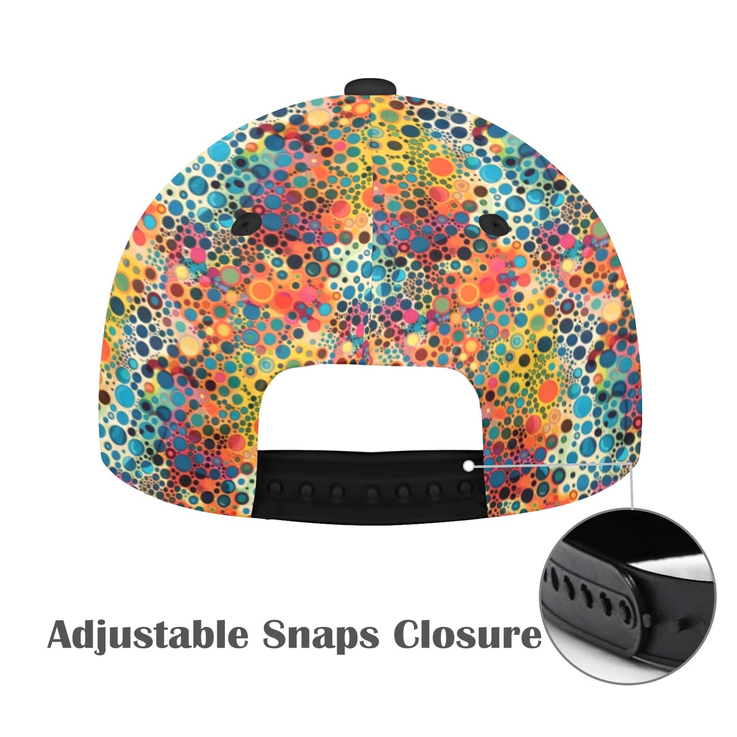Psychedelic Snapback Hat Cap, Trippy Funky Dots Art Vintage Ball Dad Mom Trucker Men Women Male Ladies Stylish Designer  Adjustable Unisex