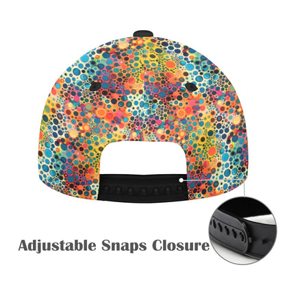 Psychedelic Snapback Hat Cap, Trippy Funky Dots Art Vintage Ball Dad Mom Trucker Men Women Male Ladies Stylish Designer  Adjustable Unisex
