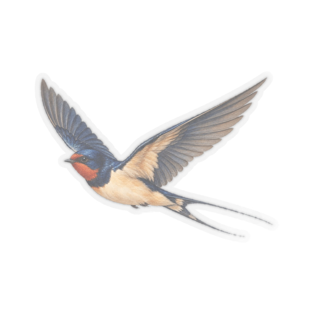 Barn Swallow Bird Sticker Decal, Blue Flying Birdwatcher Watercolor Art Vinyl Laptop Waterbottle Tumbler Car Waterproof Bumper Clear Die Cut