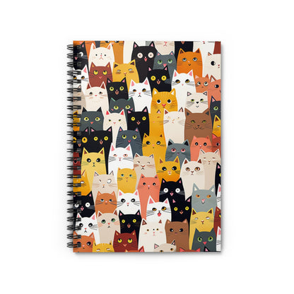 Cats Spiral Notebook, Cute Kittens Travel Pattern Design Small Journal Notepad Ruled Line Book Paper Pad Work Aesthetic Gift Starcove Fashion