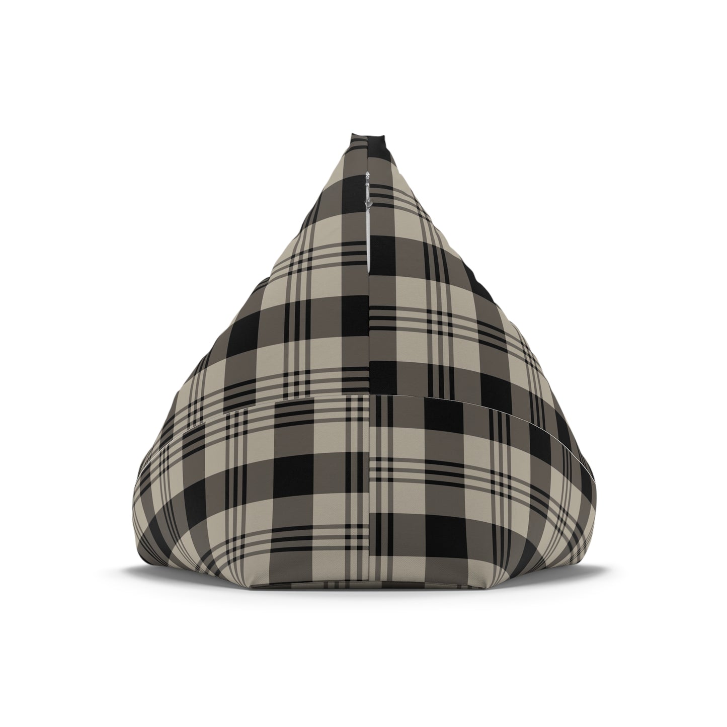 Plaid Bean Bag Chair Cover, Grey Beige Check Washable Triangle Furniture Small Large Adult Children Kids Sofa Apartment Dorm Unfilled Sack