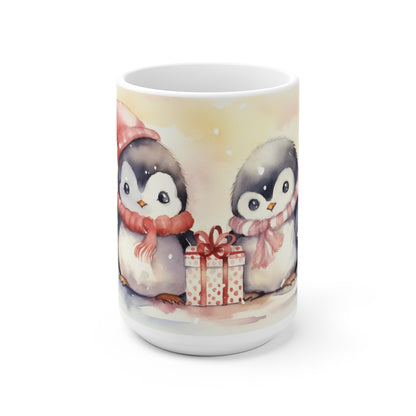 Cute Baby Penguins Coffee Mug, Christmas Holiday Watercolor Art Ceramic Cup Tea Hot Chocolate Lover Unique Kids Cool Gift Starcove Fashion