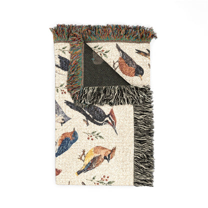 Birds Woven Blanket Tapestry, Birdwatching North American Eagle Owl Backyard Throw Small Large Cotton Small Large Wall Hanging Decorative