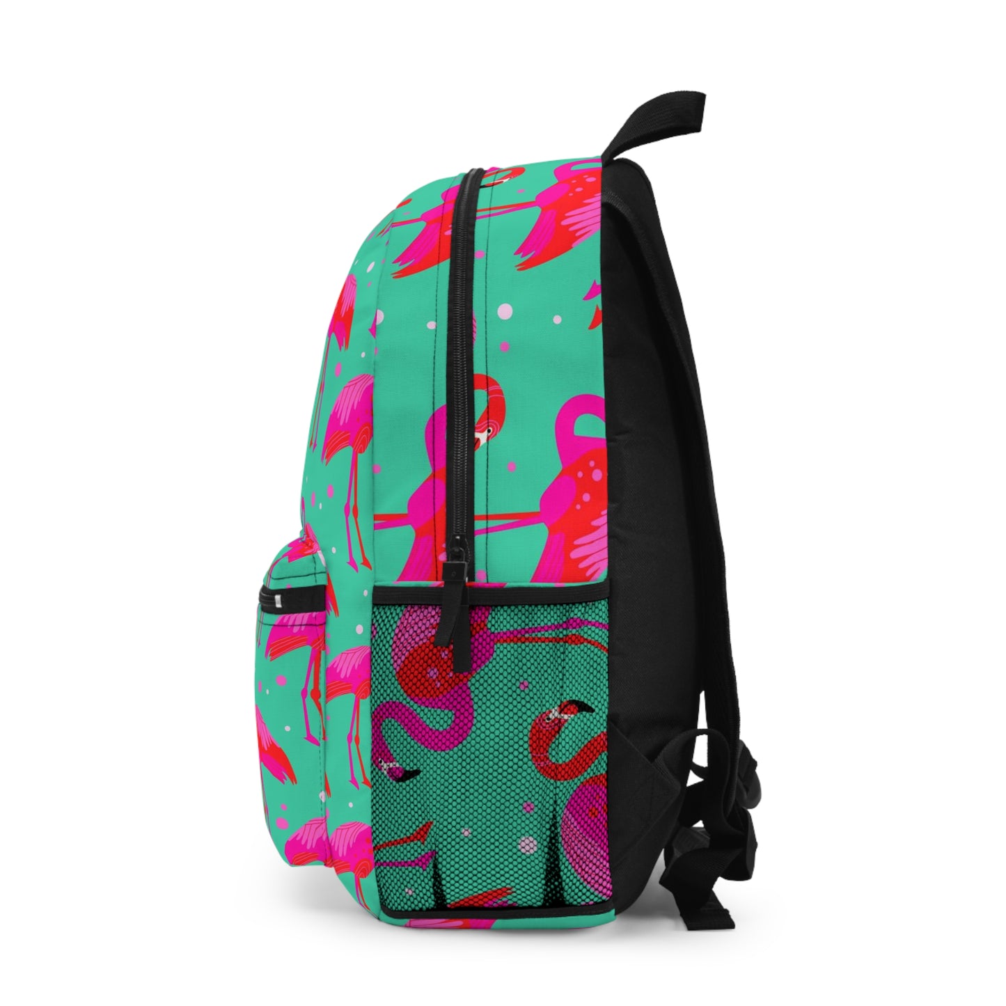 Pink Flamingo Backpack, Green Men Women Kids Gift Him Her School College Waterproof Side Pockets Aesthetic Bag Starcove Fashion