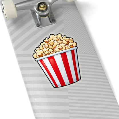 Popcorn Bucket Sticker Decal, Red White Striped Food Art Vinyl Laptop Cute Waterbottle Tumbler Car Waterproof Bumper Clear Die Cut Wall