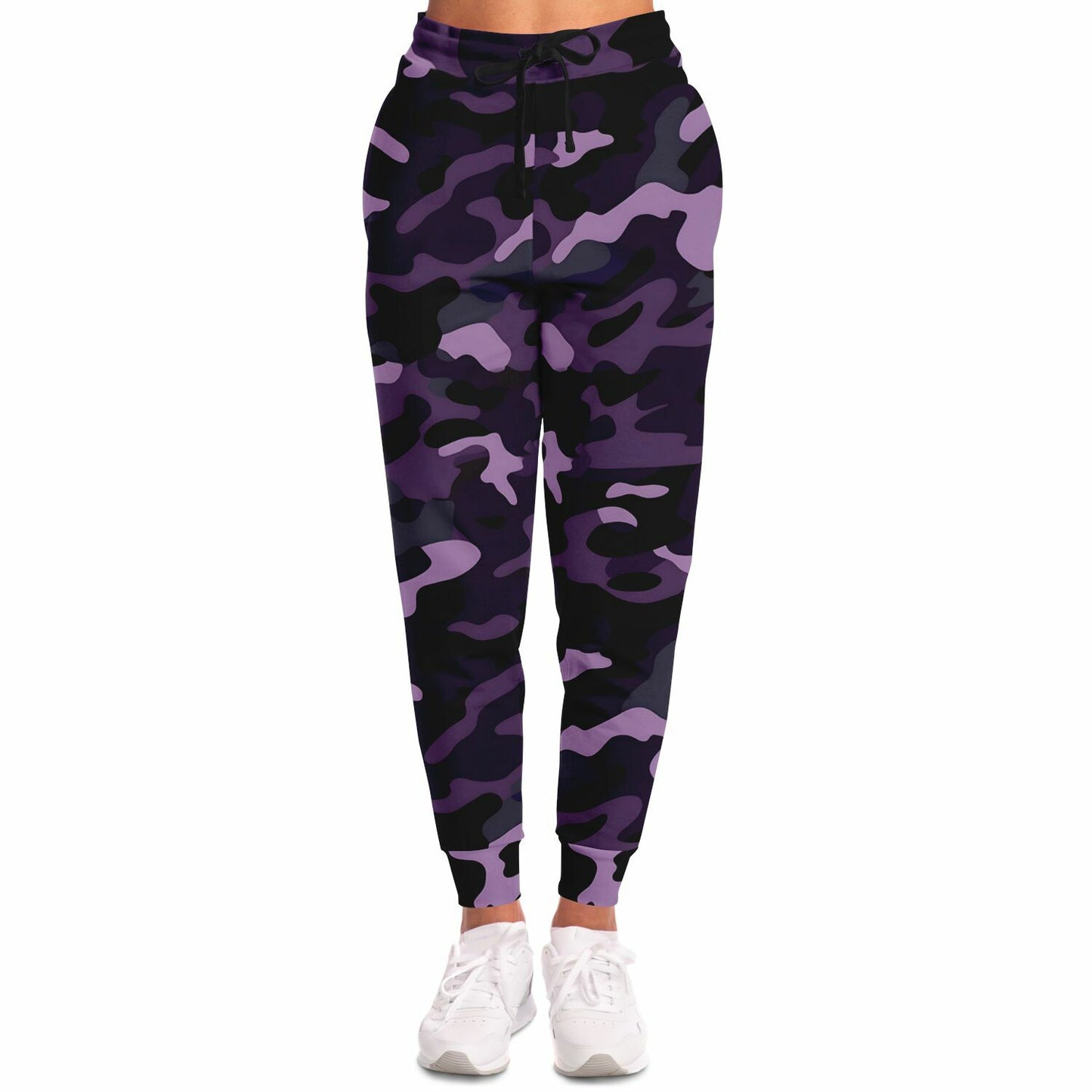 Black Purple Camo Joggers Sweatpants with Pockets, Camouflage Women Men Female Ladies Fleece Comfy Cotton Sweats Pants Loungewear Bottoms