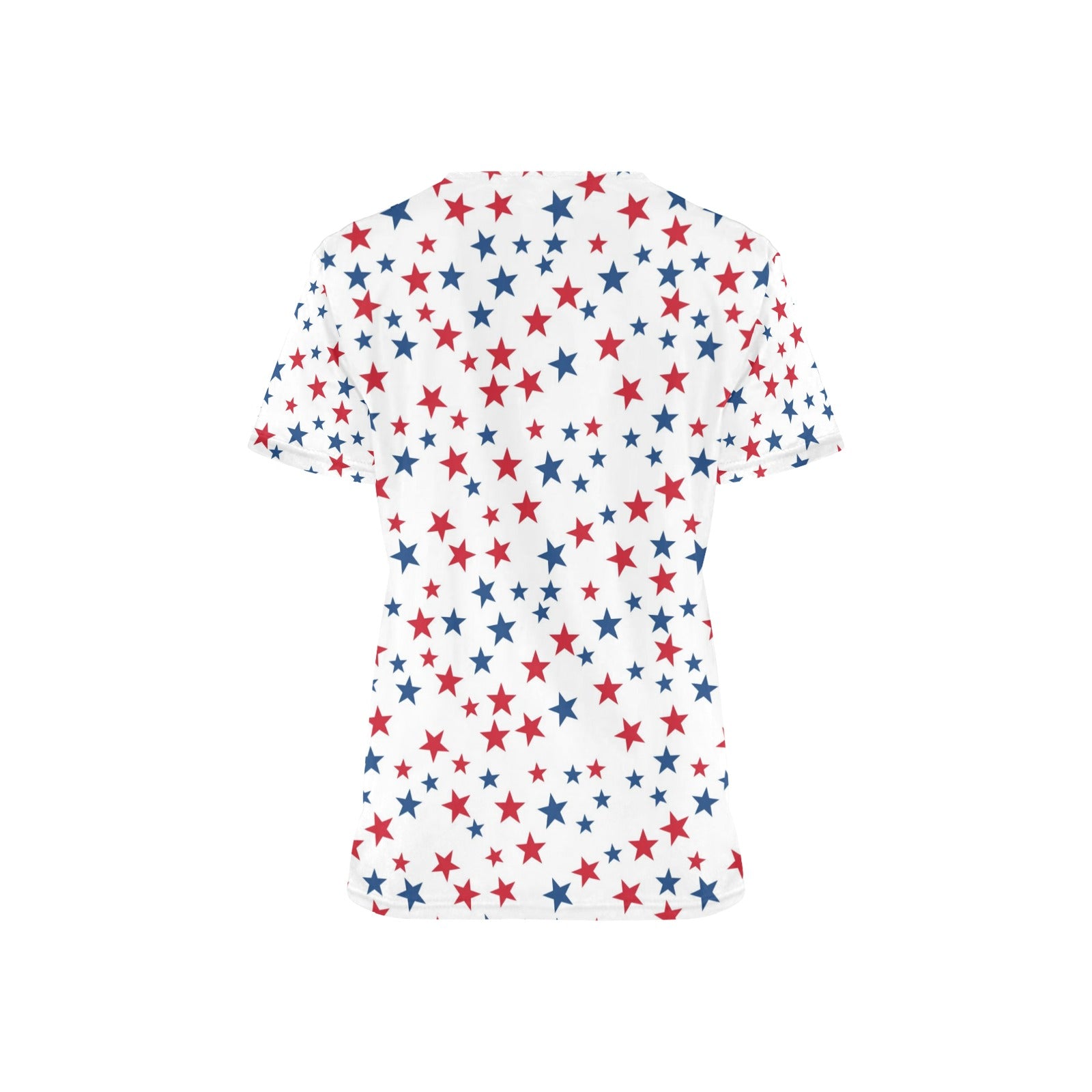 Red White Blue Stars Medical Scrubs Top Women, American USA Patriotic Ladies Female Plus Size Nursing Nurse Vet Veterinary Assistant Pockets - Starcove Fashion