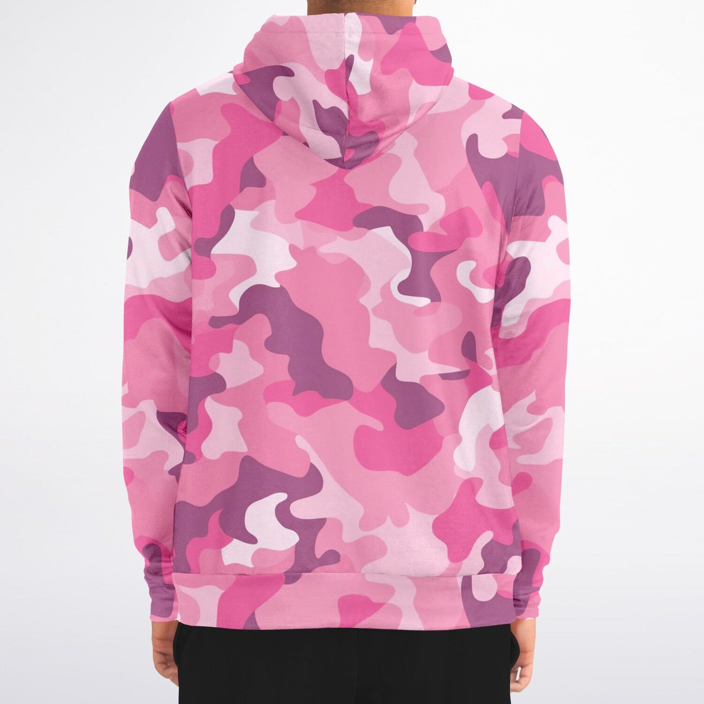 Pink Camo Zip Up Hoodie, Camouflage Full Zipper Pocket Men Women Unisex Adult Aesthetic Graphic Cotton Fleece Hooded Sweatshirt