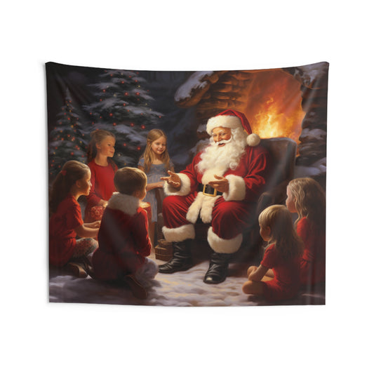 Santa Claus Tapestry, Children Christmas Stories Wall Art Hanging Landscape Cool Unique Aesthetic Large Small Decor Bedroom Nursery Kids Starcove Fashion