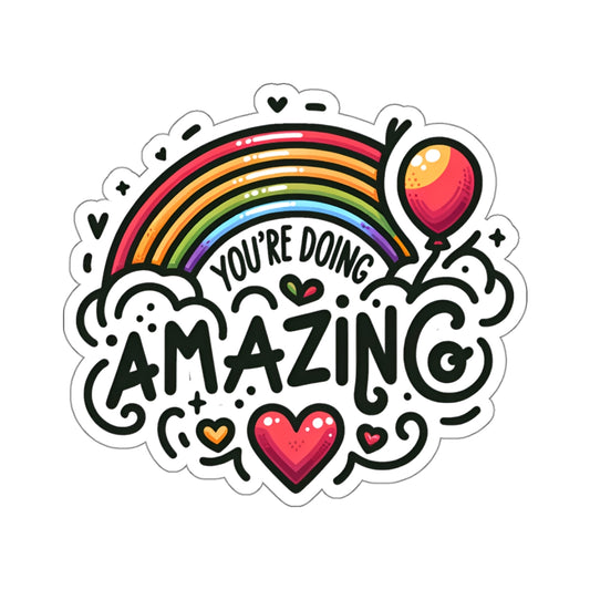 You're Doing Amazing Sticker Decal, Positivity Cute Rainbow Art Vinyl Laptop Cute Waterbottle Tumbler Car Waterproof Bumper Clear Aesthetic Starcove Fashion