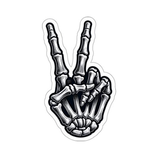 Skeleton Peace Symbol Sticker Decal, Skull Halloween Art Vinyl Laptop Cute Waterbottle Tumbler Car Waterproof Bumper Clear Aesthetic