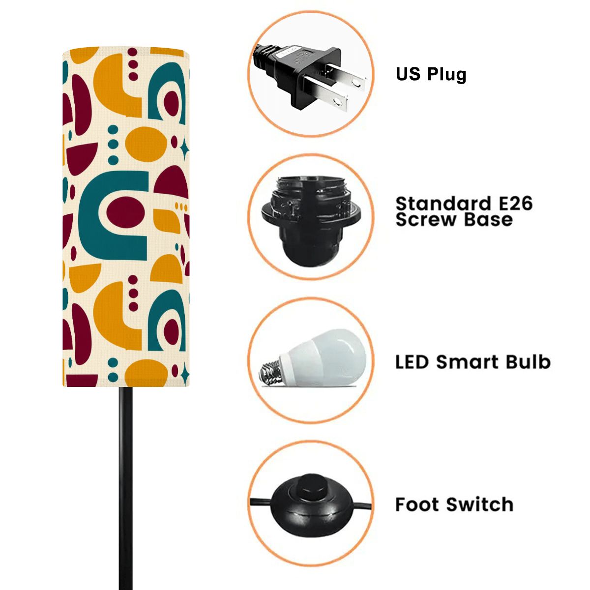 Mid Century Modern Floor Lamp (Made in USA), Modern Standing Light Lampshade Living Room Bedroom Tall Corner Dimmable Cool Unique Reading - Starcove Fashion