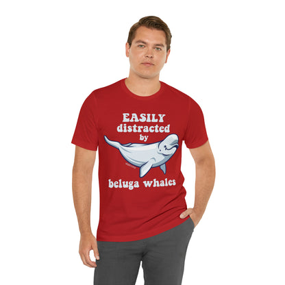 Beluga Whale Adult Tshirt, Easily Distracted Print Funny Marine Animals Ocean Love Men Women Graphic Crewneck Gift Starcove Fashion