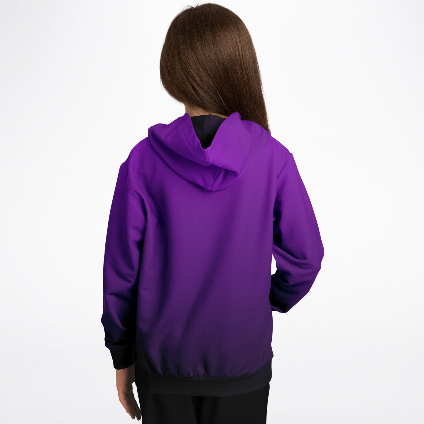 Black Purple Ombre Kids Pullover Hoodie, Tie Dye Gradient Girls Boy Toddler Youth Children Fleece Cozy Cotton Hooded Sweatshirt with Pockets