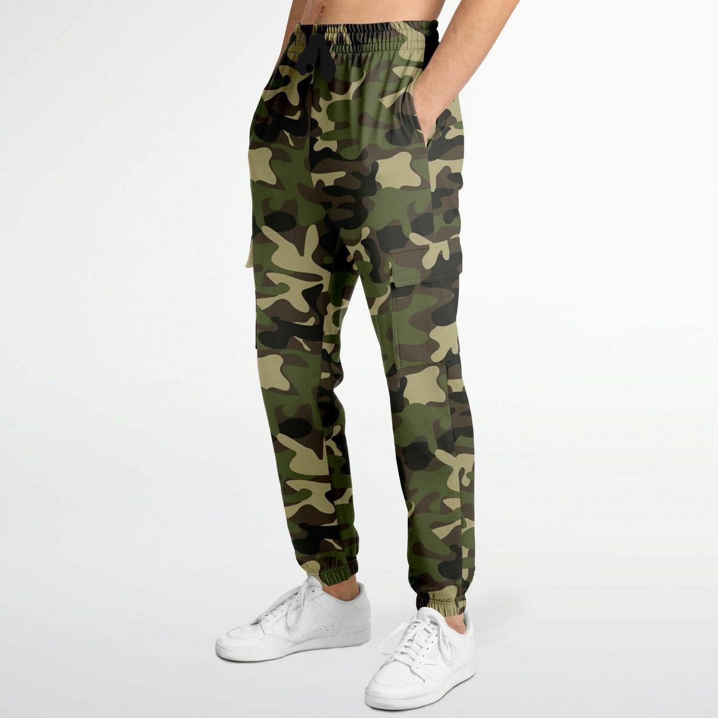 Camouflage Cargo Pants with Flap Pockets, Green Army Camo Women Men Fleece Joggers Sweatpants Fun Comfy Cotton Sweats Streetwear Starcove Fashion