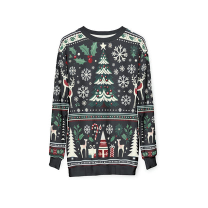 Christmas Tree Sweater, Snowflakes Reindeer Ugly Bad Tacky Xmas Print Women Men Vintage Party Winter Holiday Outfit Sweatshirt