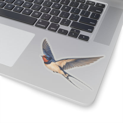 Barn Swallow Bird Sticker Decal, Blue Flying Birdwatcher Watercolor Art Vinyl Laptop Waterbottle Tumbler Car Waterproof Bumper Clear Die Cut