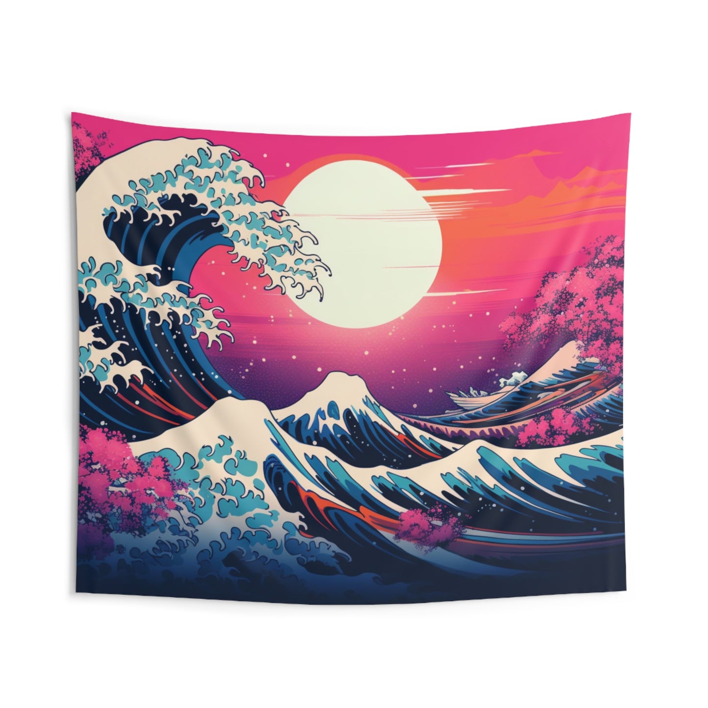 Great Wave Vaporwave Tapestry, Synthwave Japanese 80s 90s Wall Art Hanging Cool Unique Landscape Aesthetic Large Small College Dorm Starcove Fashion